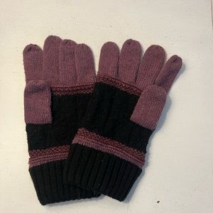 Smartwool Popcorn cable gloves Black Cherry Heather